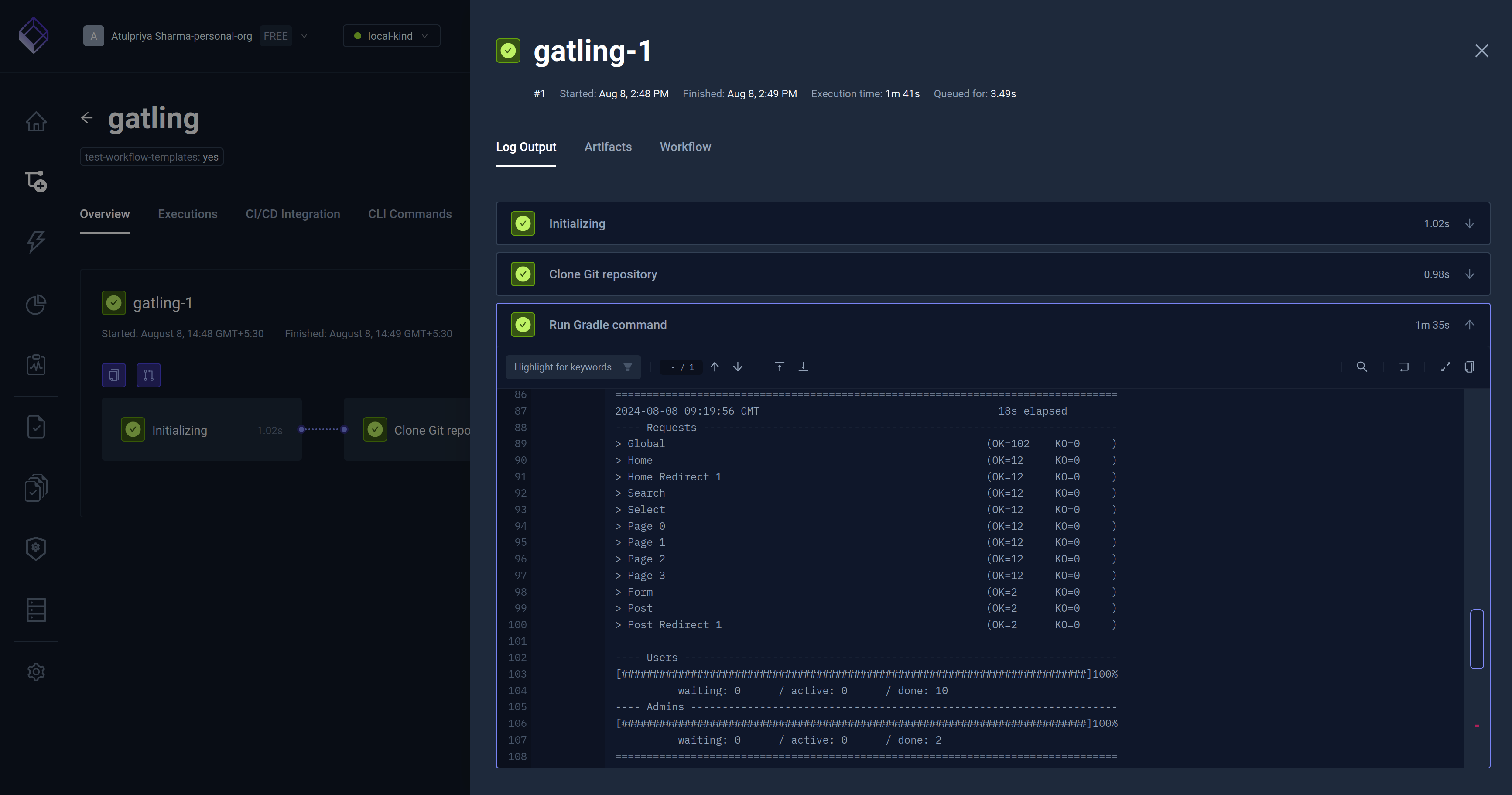 Gatling Log Output