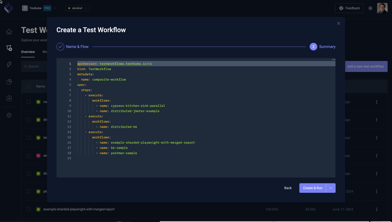 Test Workflow Composite Workflow Wizard Summary